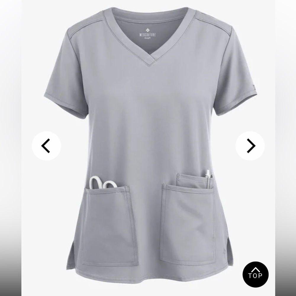 Med Couture Women's V-Neck Scrub Top in Light Gray